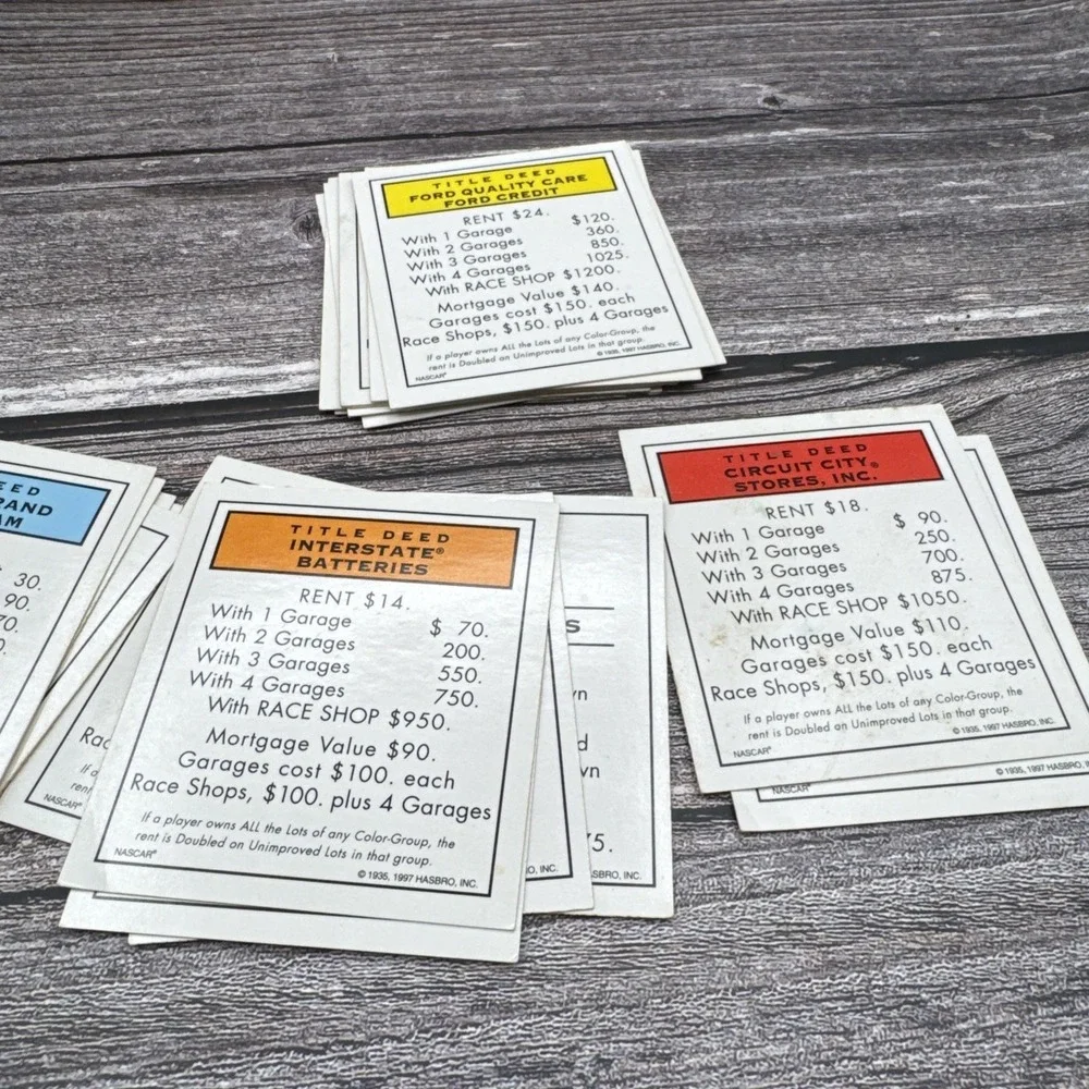 Monopoly NASCAR Collectors Edition Replacement Property Cards 1997 VTG 28 Cards